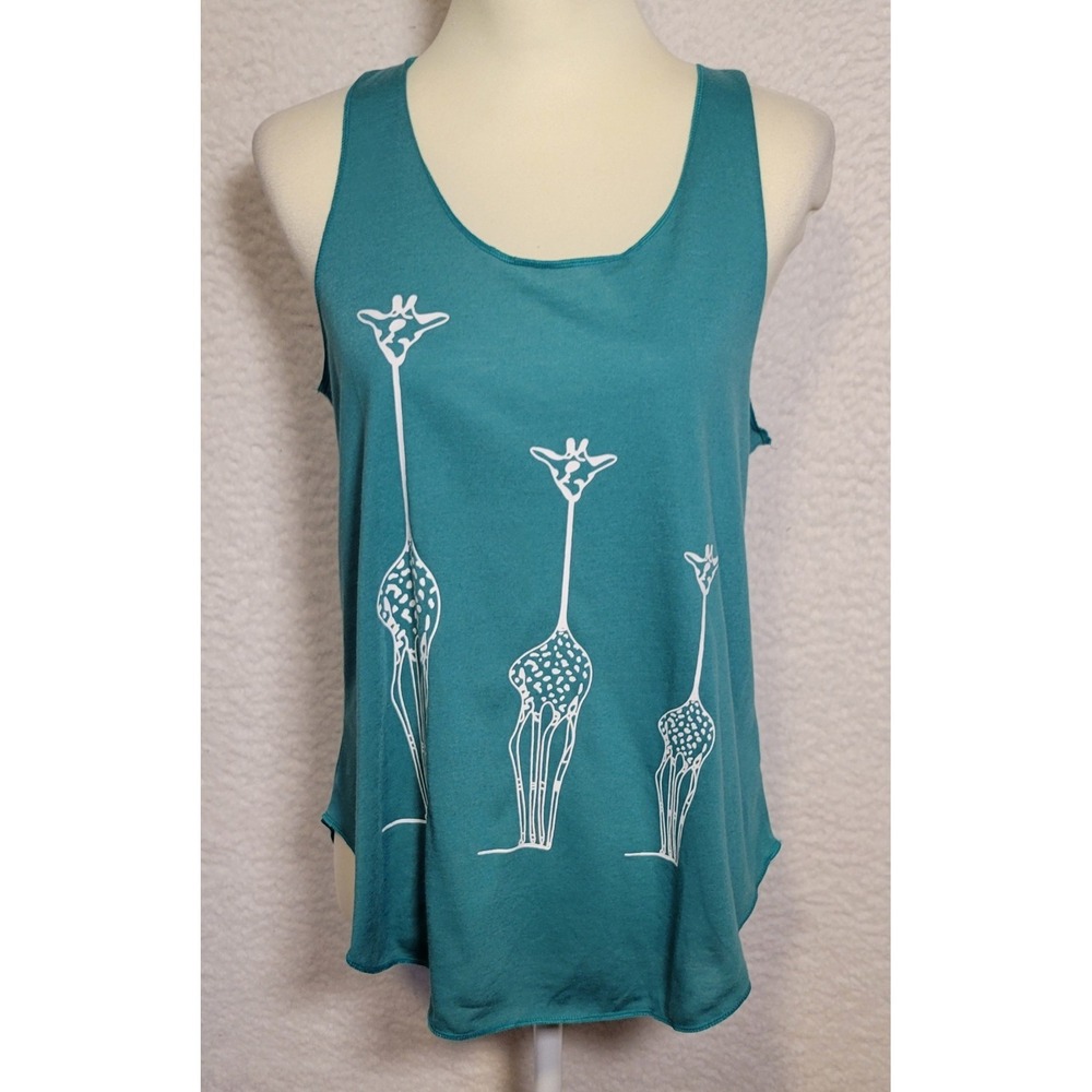 L.A. SOUL Womens Tank Top Size L Sleeveless Green Giraffe Lightweight 1679